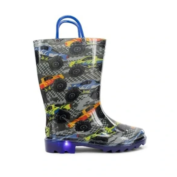 NEW Western Chief Kids Light-Up Waterproof Rain Boot, Drag Race, Toddler - Picture 2 of 10